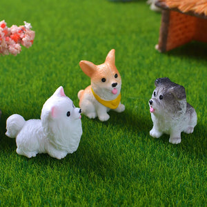 12PCS Miniature Dog Figurines Miniature Terrarium Crafts Realistic Animals Dogs for DIY Micro Landscape Fairy Garden Accessories