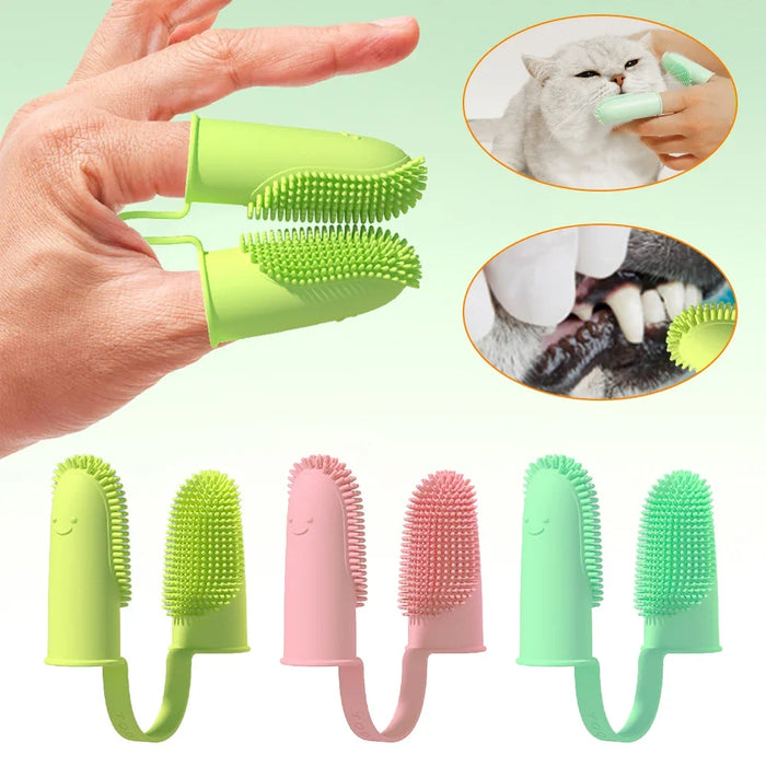 Pet Finger Toothbrush Silicone Super Soft Dog Toothbrushes Teeth Cleaning Tool Bad Breath Care Nontoxic Cat Cleaning Supplies