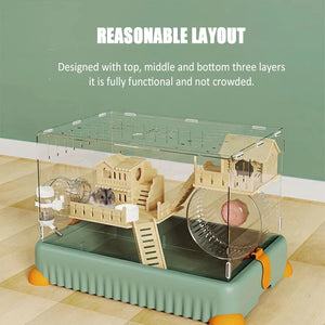 Acrylic Transparent Hamster Cages Breathable Guinea Pig Small Animal Cage Panoramic Hamster Habitats Small Pet Breeding Box