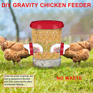 2023 Upgrade DIY Chicken Feeder Poultry Feed Kit Waterproof Mouseproof Hen Feeders For Buckets Barrels Bins Troughs No Waste