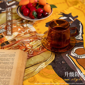 Tablecloth Waterproof Anti-scald Chenille European Style Light Luxury Horse Orange Table Coat Sheet Dining Anti-stain Cloth the