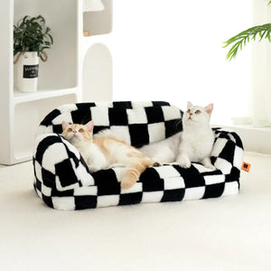 Luxury Fur Winter Pet Cat Nest Sofa Modern Puppy Small Animal Kitten Dog Bed Couch Cushion Bedding Indoor Kennel House Yorkshire