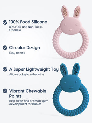 1Pcs Baby Teether Silicone Toy BPA Free Cartoon Rabbit Nursing Teething Gifts Baby Health Molar Chewing Newborn Accessories Toy