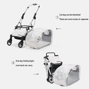 Fashionable Pet Dog Cats Four Wheeled Cart Lightweight Foldable Separable When Going Out Small Medium-Sized Pets Dog Stroller