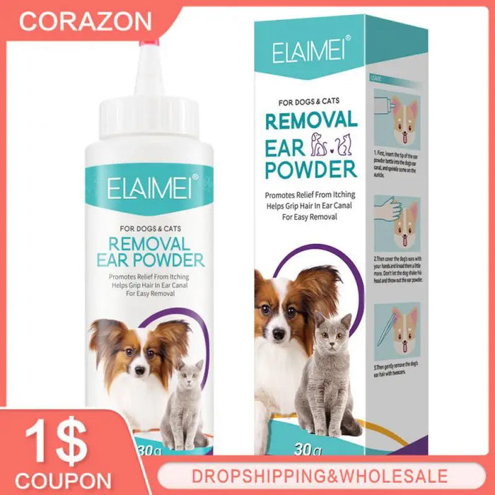 Pet Ear Powder Painless Hair Removal Powder Pet Health Care For Dogs Cats Pet Ear Health Care Cleaning Supplies 30g