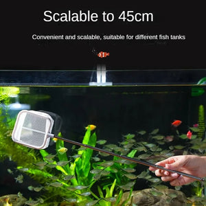 Aquarium 3D Fish Fishing Net Stainless Steel Retractable Small Shrimp Fishing Nets Fish Accessories for Fish Tank Cleaner Tool