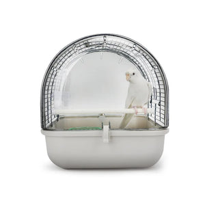 Portable Bird Transport Cage Pet Parrot Cage with Feeder Transparent Detachable Small Parrot Carrier Cage Bird Outdoor Supplies