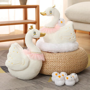 Swan /Chick Family Plush Toy Swan /Chicken Mother Swan/Chicken Baby Lifelike Animals Stuffed Doll With Nest Kids Comforting Gift