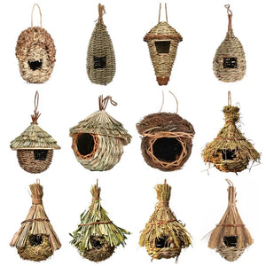 18 Style Birds Nest Bird Cage Natural Grass Egg Cage Bird House Outdoor Decorative Weaved Hanging Parrot Nest Houses Pet Bedroom