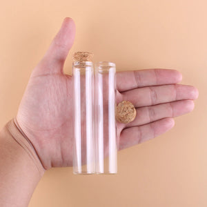 10 Pieces 25ml Test Tubes with Cork Stopper 22*100mm Glass Tubes Terrarium Jars Bottles Vials for Craft Lab Accessory DIY