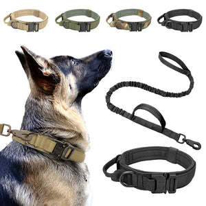 Tactical Dog Collar Military Adjustable Duarable Nylon Lead For Medium Large Walking Training Pet Accessory Breakaway Leash Rope