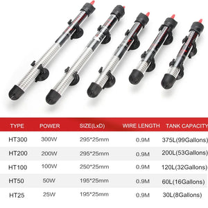 New Submersible Heater Heating Rod  for Aquarium Fish Tank Adjustable Temperature Thermostat 25W / 50W / 100W / 200W / 300W