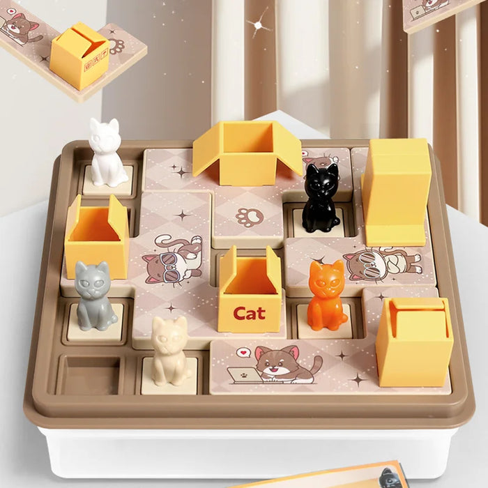 Doofunle Children Education Learning Toy Cat Express Box Board Game Puzzle Logic Game IQ Training Spatial Planning Animal Theme