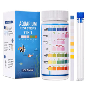 7-IN-1 Aquarium Test Strips 100pcs Fish Tank Test Kit Freshwater Saltwater Aquarium Water Test to Detect PH NO3 NO2 GH KH CI TCL