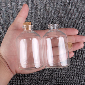 2 Pieces 70ml Transparent Glass Bottles with Cork Stopper Glass Terrarium Jars Vials for Wedding Favors DIY Craft Gift