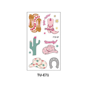 10 Sheets Western Cowgirl Temporary Tattoos Kids Waterproof Fake Tattoos Sticker Girls cowgirl Pink Horse Tattoos For Party