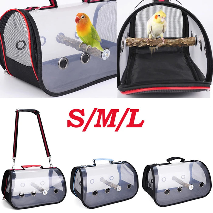 Portable Clear Bird Parrot Transport Cage Breathable Bird Carrier Travel Bag Small Pet Rabbit Guinea Pig Chinchilla Outdoor Bag