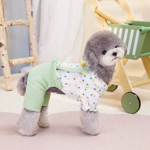 Flower Pattern Pet Dog Spring Jumpsuit Pajamas Clothes Dog Tracksuit Puppy Cat Clothing Puppy Apparel Costume