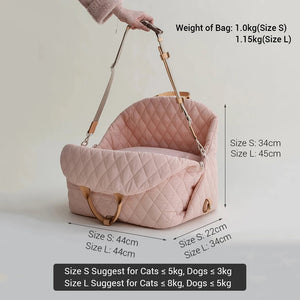 Dog Carrier Handbag Luxury Car Seat Pet Travel Bed for Small Dogs Cat Portable Washable Puppy Carrier Tote Safety Pet Booster