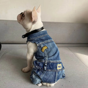 Spring Pet Dog Jumpsuit Denim Overalls for Dogs Plaid Jeans Jacket Pants Suit Onesies Small Dog Clothes Yorkie Chihuahua Apparel