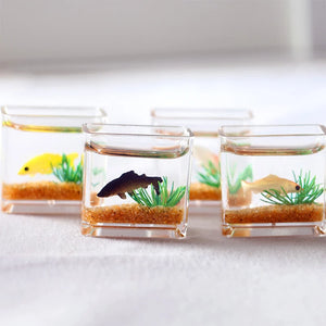 Dollhouse Miniature Glass Fish Tank Bowl Aquarium Doll House Home Ornament Toy For Dollhouse Decals