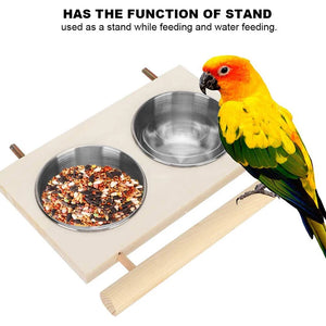 Bird Feeding Cutlery Cage Hanging Parrot Feeding Food Water Bowl Easy To Clean Stainless Steel Pet Food Box With Carrier