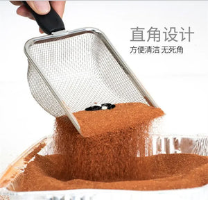 Outdoor Waste Shovel Long Handle Stainless Steel Metal Shovel Litter Filter Garbage Sand Scoop Pet Cleaning Tool Cat Supplies