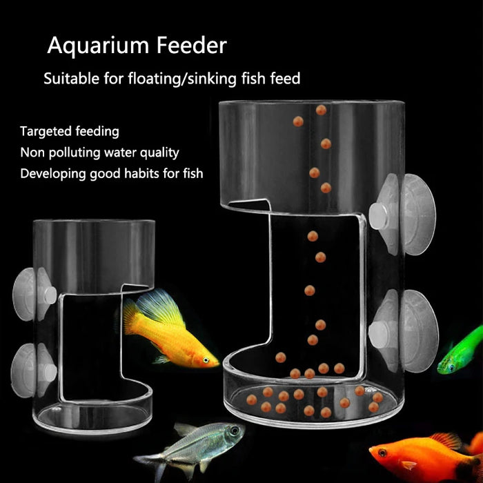 Highly Transparent Square/Round Aquarium Feeder Bowl Fixed-Point Plastic  Floating/Sinking Fish Food Tray with Suction Cup New