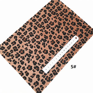 Immitation Horse Hair Leather Sheets Leopard Custom Leather Fabric with Kintted Backing Fabric for DIY Bows Bags Craft W238