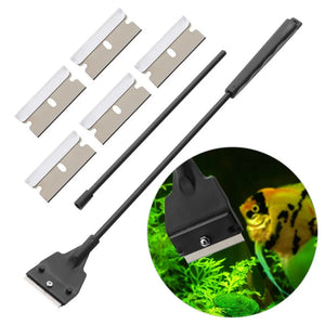 Stainless Steel Spatula Fish Tank Brush Algae Scraper Blade Aquarium Aquatic Plant Grass Cleaning Tank Scraper Cleaner Kit Set