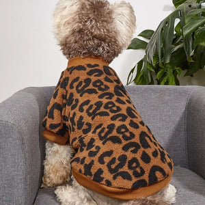 Puppy Pullover Dogs Pet Sweater Winter Leopard Print French Bulldog Winter Warm Sweater Pet Apparel Dog Clothing