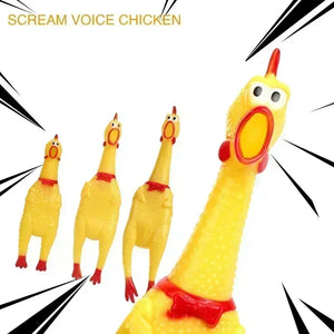 New Pet Dog Squeak Toy Screaming Chicken Squeeze Sound Dog Chew Toys Durable and Fun Yellow Rubber Exhaust Chicken 17CM 31CM