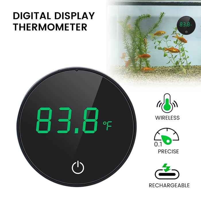 Aquarium Thermometer LCD Digital External Thermometer Charging Type-C Fish Tank Mini Thermometer High Precision