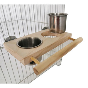 Bird Feeding Cups For Cage Hanging Parrot Feeder Food Water Bowl With Perch For C.ckatiels Easy To Install Dropshipping