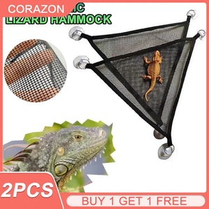 2 Pack Bearded Dragon Hammock Lizard Lounger Ladder Hanging Bed Accessories Reptile Habitat Terrarium Decoration For Be