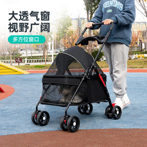 W02-C Pet Cat Dog Cart Dog Cat Teddy Baby Cart Out Small Pet Dog Cart Lightweight and Foldable