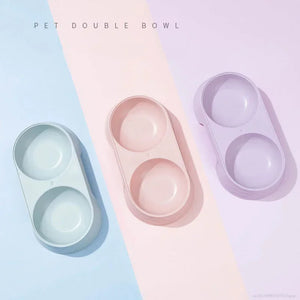 Pet Double Bowl Plastic Kitten Dog Food Drinking Tray Feeder Cat Feeding Pet Supplies Accessories Dog Accessories Pet Bowl