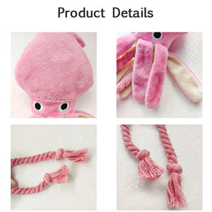 Pet Plush Toy for Small Large Dogs Cats Molar Training Squeaky Toys Octopus Shape Interactive Cotton Rope Toy Dog Accessories