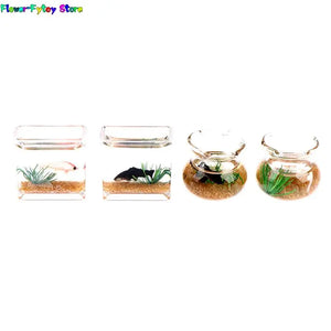 1X Dollhouse Miniature Glass Fish Tank Bowl Aquarium Doll House Home Ornament Toy For Dollhouse Decals