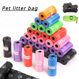 Pet Poop Bags Disposable Dog Cat Waste Bag Litter Pick Up Bag with Paw Prints Puppy Stool Clean Toilet Accessories