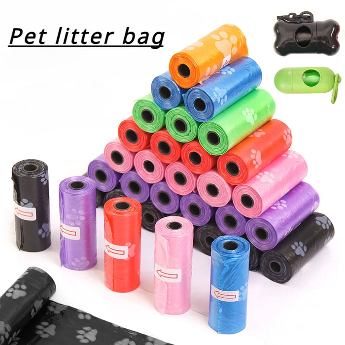 Pet Poop Bags Disposable Dog Cat Waste Bag Litter Pick Up Bag with Paw Prints Puppy Stool Clean Toilet Accessories