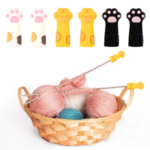 6pcs Cute Cat Paw Knitting Needle Stoppers Needles Point Silicone Protector Anti-shedding Cap DIY Weave Tool Sewing Accessories