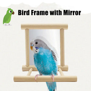 Wood Bird Mirror With Perch Stand Bird Toy Stand Bird Toy For Parrot Parakeets Cockatiels Cage Cage Parakeet Accessories S1Y6