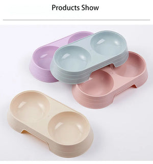 Macaron Pet Double Cat Bowl Plastic Kitten Dog Food Drinking Tray Feeder Cat Feeding Pet Supplies Accessories