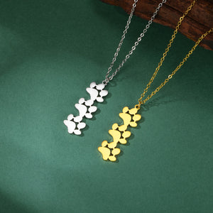 Lemegeton Dog Cat Paw Custom Name Necklace Stainless Steel Personalized Pet Memorial Jewelry Neck Chain Child Women Accessories