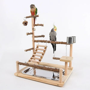 Hotsale Bird Swing Toy Wooden Parrot Perch Stand Playstand With Chewing Beads Cage Playground Bird Swing Toy Wooden Parrot Perch