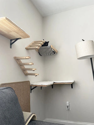 Wall Mounted Cat Climbing Shelf Steps Wall Furniture Stairway With Sisal Rope Scratching Post Tree for Cats Kitten Sleeping