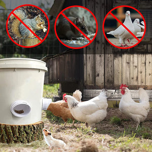 Automatic Gravity Chicken Duck Feeder Kit Rainproof Poultry Feeder For Feed Buckets Barrels Drums Troughs Reduce Spillage Mess