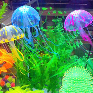 2/1PCS Colorful Artificial Glowing Effect Jellyfish Fish Tank Aquarium Decor Mini Submarine Ornament Decor Aquatic Pet Supplies