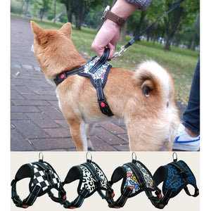 Dog Harness Nylon Heavy Duty Dog Pet Harness Collar Explosion-proof Punch Adjustable Thickened Extra Large Small and Medium Dog